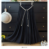Vintage Thin Cotton Hemp Medium Long Skirt Woman 2025 Summer Lazy Fall Feeling Big Swing A Word Umbrella Skirt Vacation