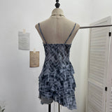 Real Shooting Mesh Yarn Irregular Rivet Vest Dress Women 2025 Summer Dress New Lotus Edge Sleeveless Top 1273