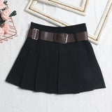 Real Shooting With Belt 100-Fold Skirt 2025 Summer Korean Version Of Small Short Skirt High-Waisted A Word Umbrella Skirt 8282
