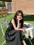 Black Dress Sleeveless Design French Temperament V-Neck Long Dress Hepburne Skirt Women's Summer 2026 New