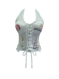éFÀ± Ja Jersey Sling Vest Hollow Low Chest Hanging Neck With Chest Pad Printing Tie 2883