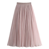 Two Sides Wearing Pit Strip Net Yarn 100-Fold Skirt 2025 Spring And Summer New Ice Silk A-Word Umbrella Skirt In The Long Skirt