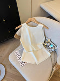 Little Xiangfeng V-Neck Knitted Sleeveless Vest Women's Autumn High-End Horse Clip Cardigan Small Back Hollow Top