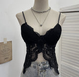 Real Shot Abstinence Hottie Low Breast With Breast Pad Lace Slings Vest V-Neck Butterfly-Like Umbilical Umb 3045