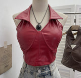 Sexy Hanging Neck Low Chest Lumbar Puskin Sling With Bra Cushion Short Corset 2807