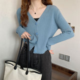 Korean Knitted Cardigan Women's Autumn And Winter New Body-Repair Niche Design With A Short Bottom Long-Sleeved Top Coat