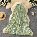 Holiday National Breeze Rheusped Flower Long Skirts Half-Dress Femininity Flalateral Lace Big Swing A Skirt Summer Autumn