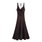 2025 Spring And Summer New Female Fashion Temperament Sexy Silk Silk Shading Long Dress 2590987