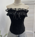 Sleeveless Short Top With Chest Pad Anti-Slip Slender Waistcoat Ponies With Bows