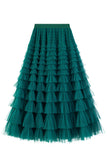 Net Yarn Lotus Leaf Side Temperament Skirt Women's Dress 2025 Spring And Autumn New Famous Woman Long Dress Thin Cake Skirt 2210