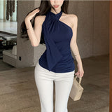 Temperament Hanging Neck Sleeveless Vest Female Collarbone Femininity Figure Drifting With The Tide