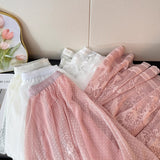 French Fairy Temperament Lace Hollow Tuk Tuk-Dress Girl Summer 2025 High-Waist A Word Loose Folding Large Swing Skirt