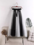 Colored Dress New High-Rise Thin A-Word Big Swing Color Mesh Verdress Thorny Skirt Mid-Skin Skirt Female Skirt
