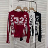 Real Shooting Sports Wind Crash Color Print Semi-Zip V-Neck Long-Sleeved T-Shirt With Thin Velvet Bottom Short Top 1363