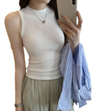 Spring And Summer New Milk Call Inside The Folding Sling Vest Women 2025 French Outer Wear Sleeveless Bottom Top