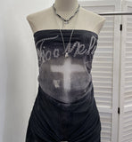 Real Shot With Chest Pad Anti-Slip Strip Net Yarn Printing Tector Woman Thin Perene Single-Layer Irregular Dress 1309