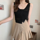 Empty-Sleeved Sling Vest Women 2025 Summer New Korean Version Of The Thin Outer Wear Knitted Open Shirt Top