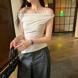 Korean Sleeveless Collar Fake Two Vest Women's Summer 2026 New Body Repair Irregular Sling Coat
