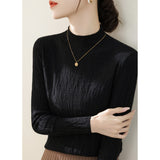 High-Grade Gray Half-High Collar Wool Texture Inside The Knitted Bottoming Shirt Women's Autumn And Winter High-End Super-Good-Looking Sweater