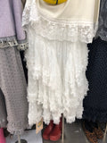 White Heavy Industry Lace Splicing Irregular Mesh Dress Women Autumn And Winter High-End Cake Skirts