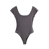 Hundred New Sexy Generous Collar Tight Body Thin Back Conjoined Short-Sleeved T-Shirt Blouse Female Summer