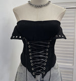 Real-Patting Hottie Tied With Fish Bone With Chest Pad Anti-Slip Tector Wrap Bra Wrapped Bra Short Sleeveless Top 2885