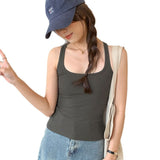 Solid Color Square Collar Small Sling Vest Women In The Summer New Repair Outside Wearing Sleeveless Tops Short Hottie Beauty Back