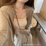 Early Autumn Languid Style Design Thin Soft Knitted Coat Small Cardigan New Simple Niche Roll Side Short Top
