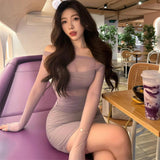 2025 Pure Temperament Long-Sleeved Slimming Net Yarn Sexy Bag Hip Skirt Top + Short Skirt