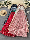 Korean Version Of The Wave Point 100 Folded Skirt Elegant Half Dress Women High Waist Thin A Word Long Dress Commuted Temperament Skirt