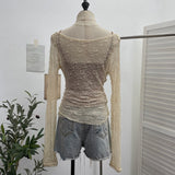 Two Sets Of Collar Hole Sun Hood T-Shirt Long-Sleeved T-Shirt + Short-Sling Sling Sling Vest Woman 23205