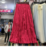Myoism Folded Half-Dress Woman 2025 Spring And Summer New Big Swing Long Dress Simple Lazy Feeling 100 Folds Skirt