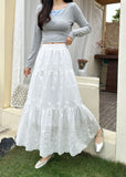 2026 New Fashion Embroidery Splicing Skirt High Waist Tight Design A-Word Solid Half-Body Skirt
