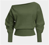 Autumn 2025 New Solid Color Loose Set Female Design Temperament Fashion Out-Shoulder Knitwear Shirt