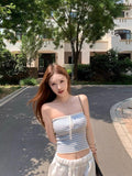 Clamming Striped Knitted Bra Vest Women's Summer French Small Pure Lust Style Under The Bottom Of The Repair Short Top