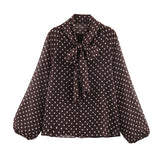 2025 Winter New Women's Fashion Casual Loose Long Sleeve Wave Print Shirt 2075103
