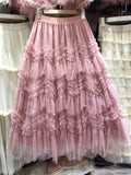 Design Sense Heavy-Working Layer Yarn Nail Bead Design Half-Dress Summer New Thin Cake Dress Dress Woman