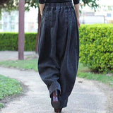 Fat Mom 2025 Spring And Autumn Ladies Jeans Harlan Trousers Broad Leg Trousers Loose Thin Large Size Radishes Casual Pants