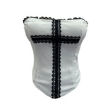 Real-Patting Lace Cross With Chest Cushion Anti-Slip Bar Bra Vest Girl Summer Babes Short-Term Open-Umbilling Top 1283