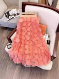 Design Sense Three-Dimensional Wave Point Retro A Skirt 2025 Autumn And Winter New Fashion Thin Mesh Dress Skirt Dress Dress Woman