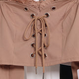 Trending Rope With Bow Long-Sleeved Shirt Ultra-Short Collar Blouse 8885
