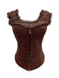 Real Shot Lace Splicing Mesh Yarn Bra Vest Summer Hook Buckle Fish Bone Girded Short Shirt 2878