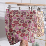 French Heavy Industry Lighting Flowers A-Word Skirt High Waist Thin Ass Anti-Light Short Skirt Women 8158
