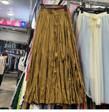 Myoism Folded Half-Dress Woman 2025 Spring And Summer New Big Swing Long Dress Simple Lazy Feeling 100 Folds Skirt