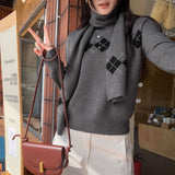 Ringge Scarf With Two Sets Of Women's Winter 2025 New Small College Wind Knitted Bottom Shirt Top