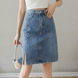 Jeans Five-Point Skirt Open Long Model Of Women's Summer 2025 Summer High-Waist Nails Thin A-Word Ass Skirt Thin