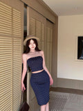Spice Girls Set Tibetan Blue Print Short Breast-Wear Vest Girl Summer Sexy Open Fork Hip Half Skirt Two Sets