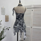 Irregular Oblique Lace Ribbon Slings Sleeves With Vest Foldless Sleeveless Top 1852