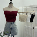 Thai Babes Light Yarn Splicing Braless Sleeveless Top With Short Corset Corset Umbilized Bra Vest 8865