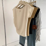 Real Shooting French Texture Folded T-Shirt Design Small Thin Word Collar Collar Collar Collar Collar Collar Short Blouse